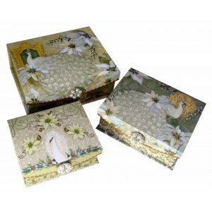 Punch Studio Jewel Flip Top Nesting Box Set Sage Peacock 68879 Christmas 802126688793  302810518112